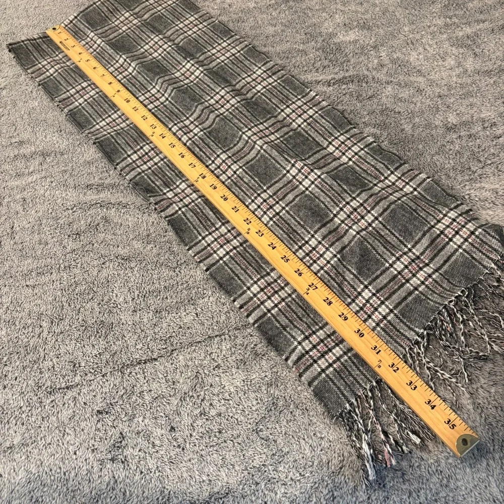 Cashmere Scarf Plaid Fringe Made in Scotland Quiet Luxury Preppy Classic 21257